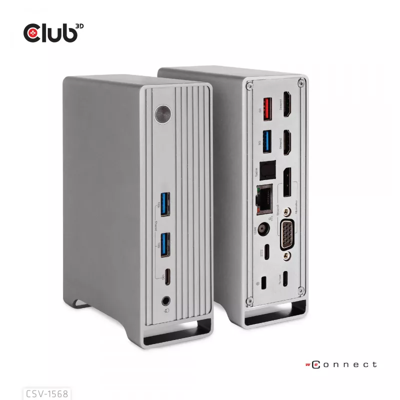Docking Station CLUB3D CSV-1568 Metallgehäuse USB Gen2 Type-C USB Gen2 Type-A HDMI DP VGA RJ45 120W
