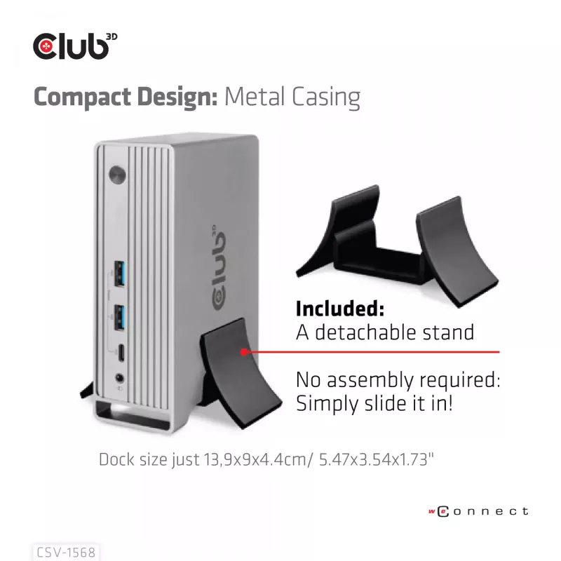 Docking Station CLUB3D CSV-1568 Metallgehäuse USB Gen2 Type-C USB Gen2 Type-A HDMI DP VGA RJ45 120W