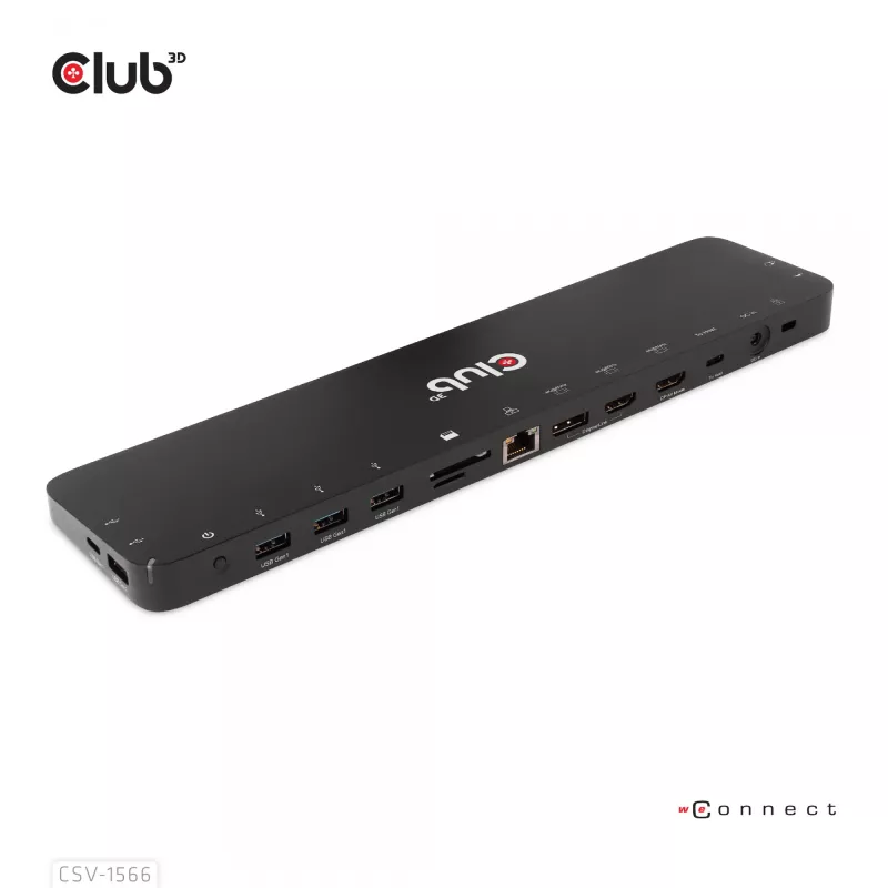 CLUB3D USB Gen1 Type-C Triple Display DP Alt Mode Displaylink Dynamic PD Charging Dock mit 120-Watt-Netzteil