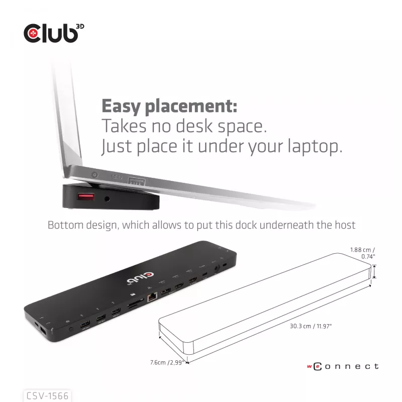 CLUB3D USB Gen1 Type-C Triple Display DP Alt Mode Displaylink Dynamic PD Charging Dock mit 120-Watt-Netzteil