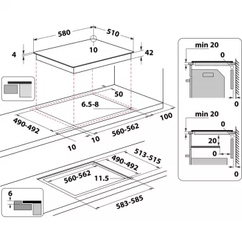 Induktionskochfeld WHIRLPOOL AKT 801/NE — 4 Zonen 60 cm, Touch-Steuerung, schwarze Glaskeramik