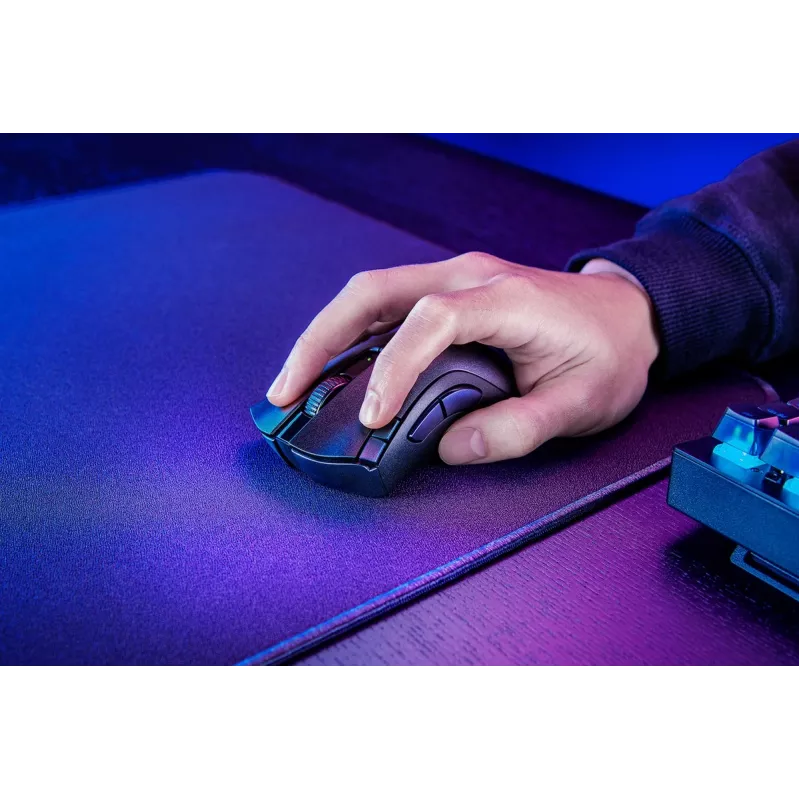 Gaming-Maus Razer DeathAdder V2 X HyperSpeed — rechtshändig, kabellos 2,4 GHz/Bluetooth, 14.000 DPI, 7 Tasten, AA-Batterie, 103 g, schwarz
