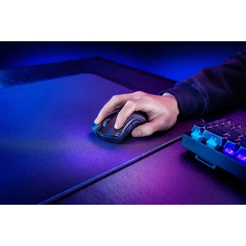 Gaming-Maus Razer DeathAdder V2 X HyperSpeed — rechtshändig, kabellos 2,4 GHz/Bluetooth, 14.000 DPI, 7 Tasten, AA-Batterie, 103 g, schwarz