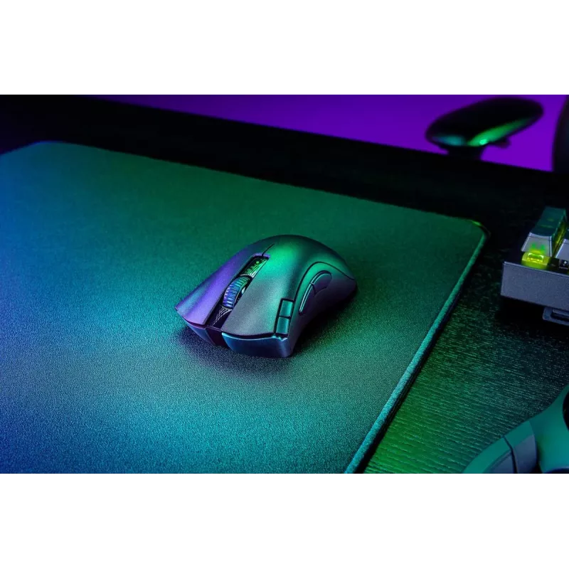 Gaming-Maus Razer DeathAdder V2 X HyperSpeed — rechtshändig, kabellos 2,4 GHz/Bluetooth, 14.000 DPI, 7 Tasten, AA-Batterie, 103 g, schwarz