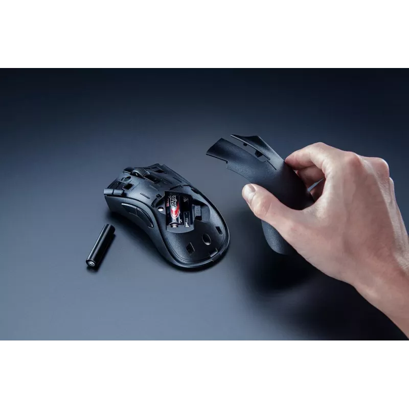Gaming-Maus Razer DeathAdder V2 X HyperSpeed — rechtshändig, kabellos 2,4 GHz/Bluetooth, 14.000 DPI, 7 Tasten, AA-Batterie, 103 g, schwarz