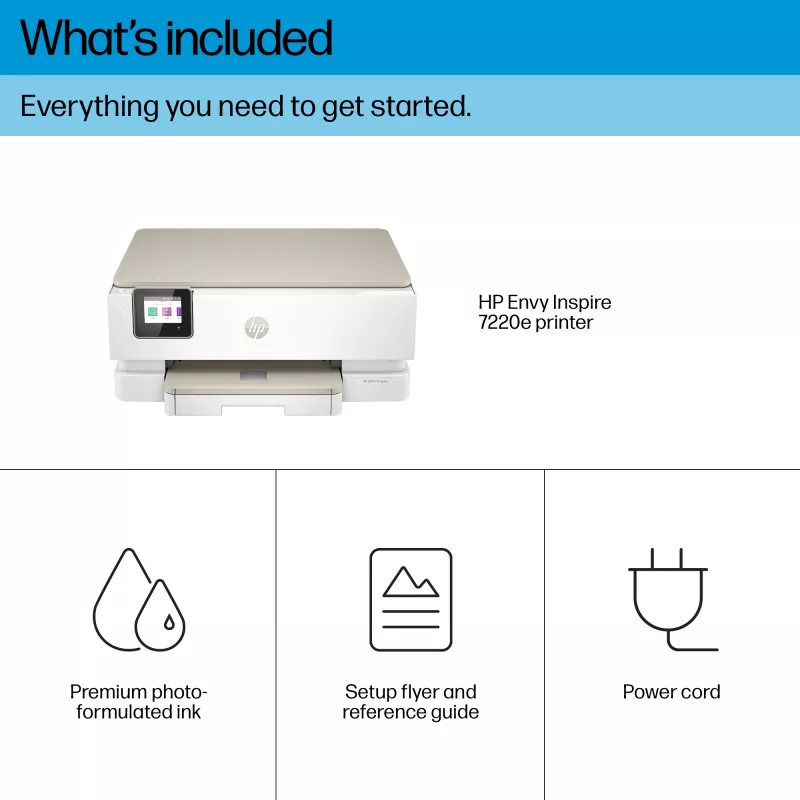 HP ENVY Inspire 7220e kabelloser All-in-One-Farbdrucker, Instant Ink; Kopierer, Scanner