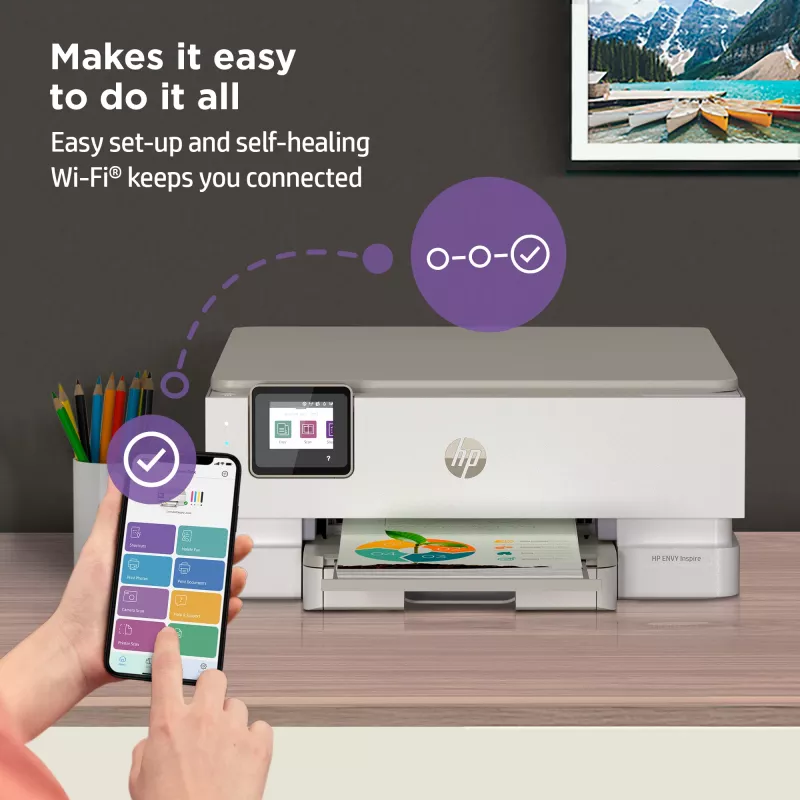 HP ENVY Inspire 7220e kabelloser All-in-One-Farbdrucker, Instant Ink; Kopierer, Scanner