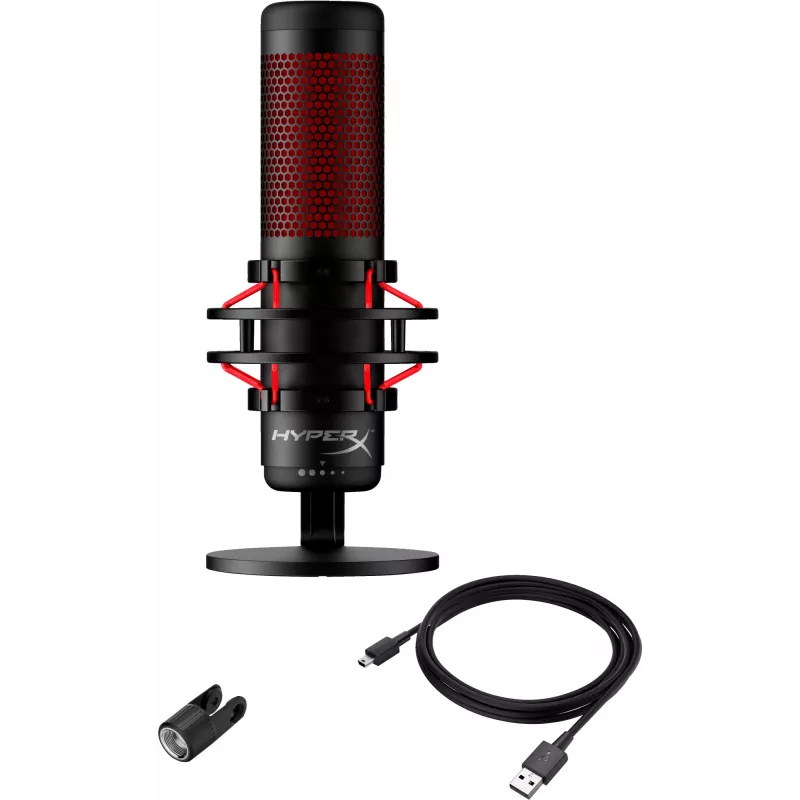 HyperX QuadCast - USB-Mikrofon (Schwarz-Rot) - Rote Beleuchtung