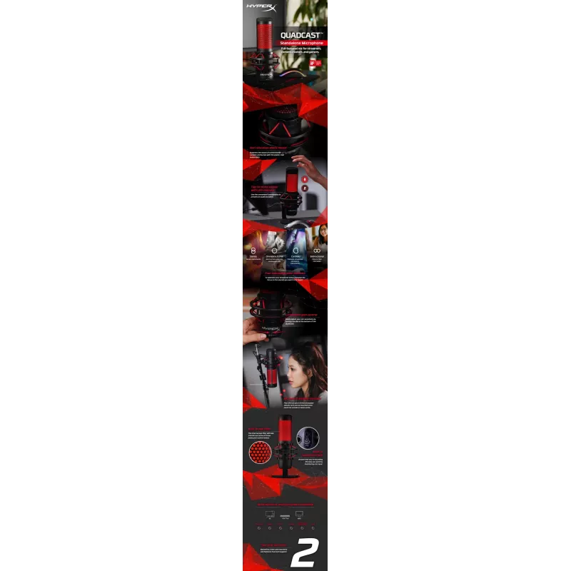 HyperX QuadCast - USB-Mikrofon (Schwarz-Rot) - Rote Beleuchtung