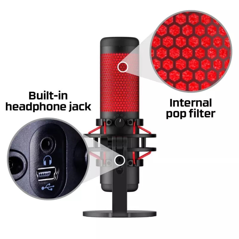 HyperX QuadCast - USB-Mikrofon (Schwarz-Rot) - Rote Beleuchtung