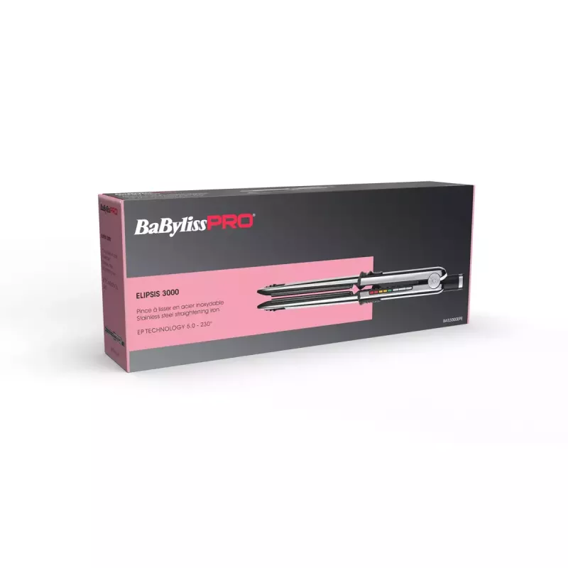 Glätteisen BABYLISS ELIPSIS3000 STYLER – Keramikplatten, 55 W, 5 Heizstufen, 150–230 °C, Ionen-Technologie, 2,7 m drehbares Kabel, schwarz