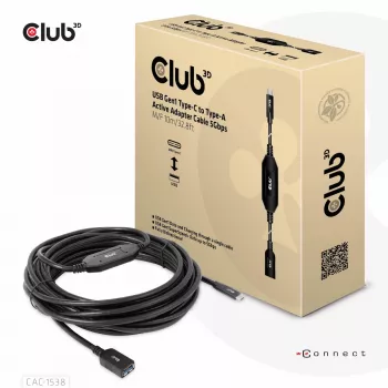 CLUB3D USB Gen1 Typ-C auf Typ-A aktives Adapterkabel 5 Gbit/s M/F 10 m