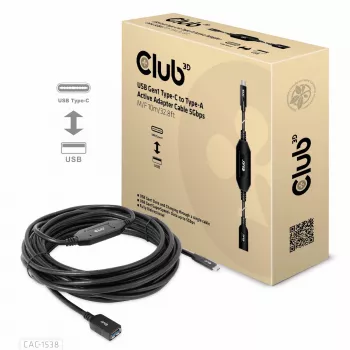 CLUB3D USB Gen1 Typ-C auf Typ-A aktives Adapterkabel 5 Gbit/s M/F 10 m