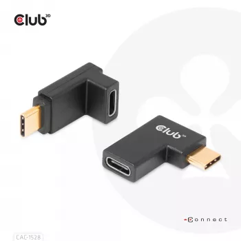 USB Typ-C Gen2 abgewinkeltes Adapter-Set, 2 Stück CLUB3D CAC-1528 — USB-C auf USB-C, unterstützt 4K@120Hz