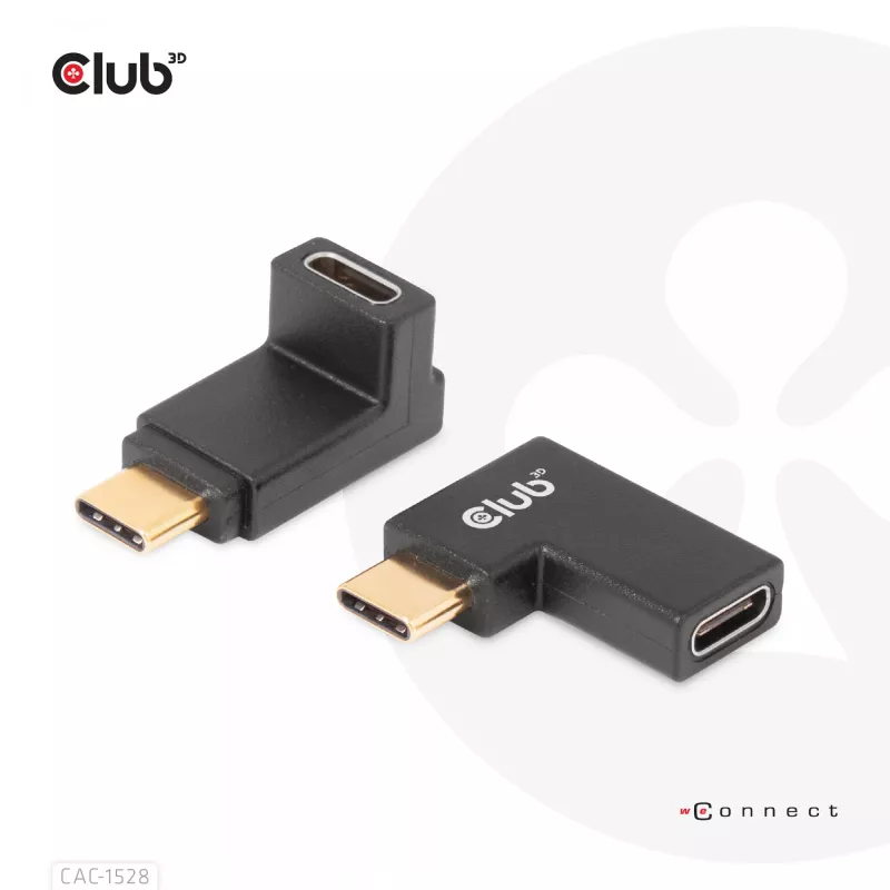USB Typ-C Gen2 abgewinkeltes Adapter-Set, 2 Stück CLUB3D CAC-1528 — USB-C auf USB-C, unterstützt 4K@120Hz
