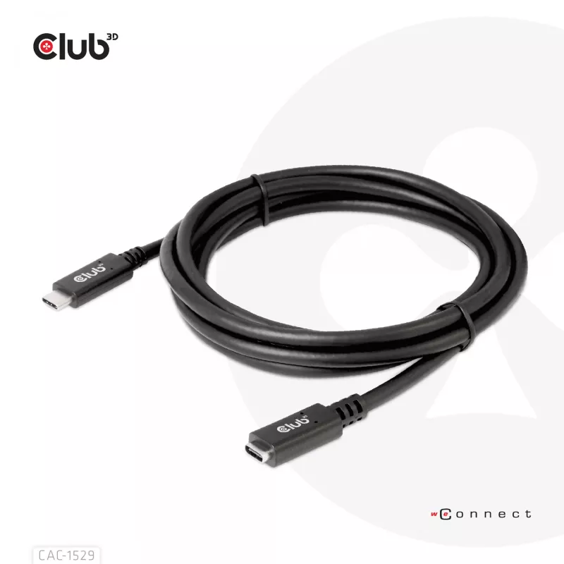 CLUB3D USB Gen1 Type-C Verlängerungskabel 5 Gbit/s 60 W (20 V/3 A) 4K60Hz M/F 2 m/6,56 ft