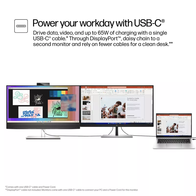 HP E-Series E27m G4 QHD USB-C Konferenzmonitor, 68,6 cm (27 Zoll), 2560 x 1440 Pixel, Quad HD, LCD, 5 ms, Schwarz