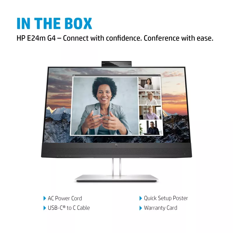 HP E24m G4 FHD USB-C Conferencing Monitor, 60,5 cm (23,8 Zoll), 1920 x 1080 Pixel, Full HD, LCD, 5 ms, Schwarz