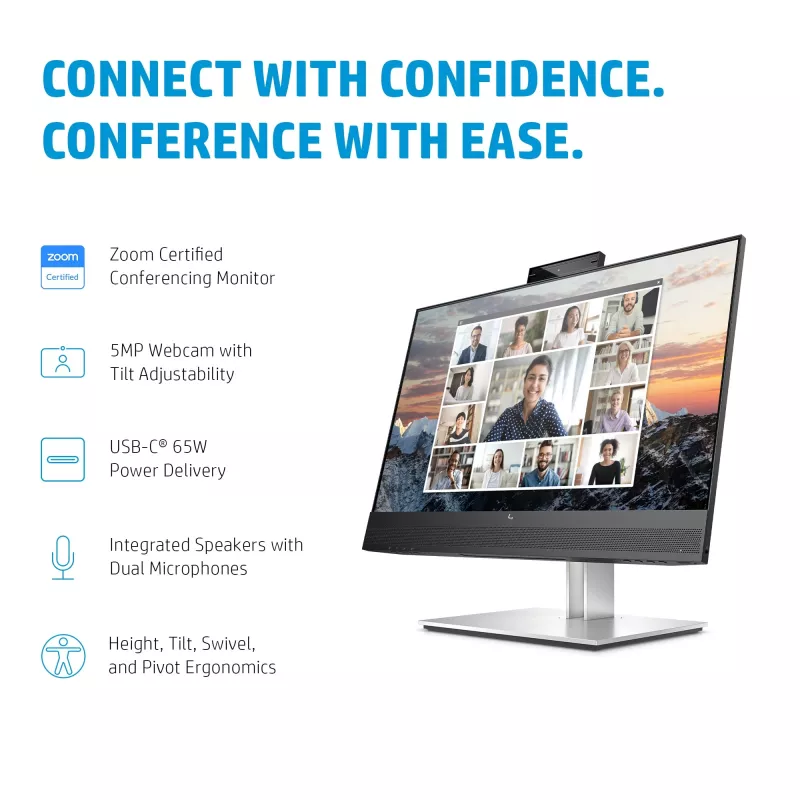 HP E24m G4 FHD USB-C Conferencing Monitor, 60,5 cm (23,8 Zoll), 1920 x 1080 Pixel, Full HD, LCD, 5 ms, Schwarz