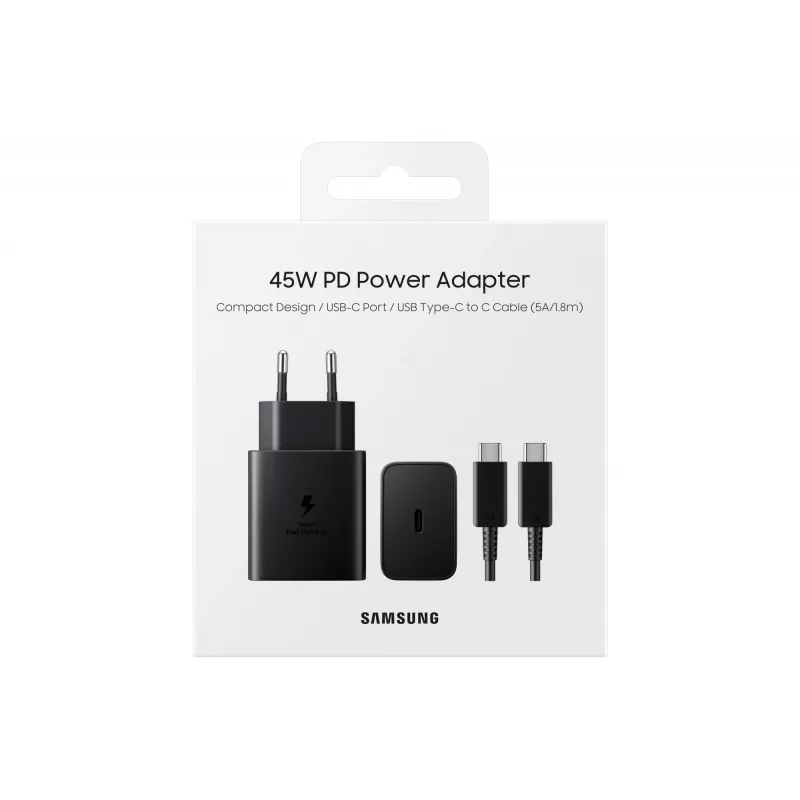 Samsung EP-T4510 universelles AC-Ladegerät für den Innenbereich mit Schnellladen 45W USB-C PD 3.0 Schwarz
