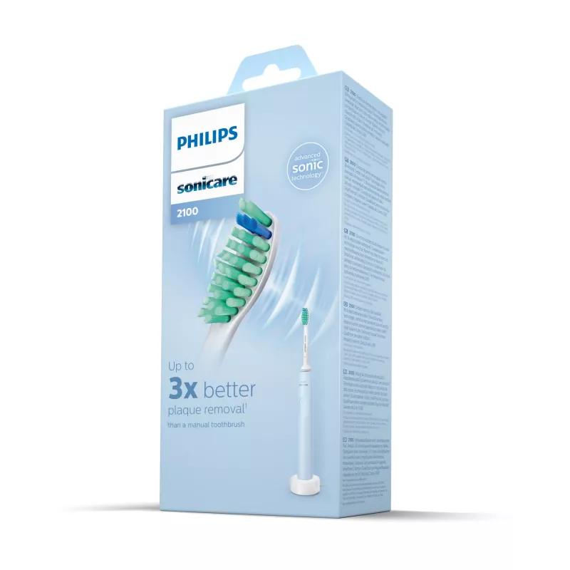 Elektrische Schallzahnbürste Philips HX3651/12 — sanfter Modus, integrierter Li‑Ion-Akku, 1 Bürstenkopf, weiß/blau