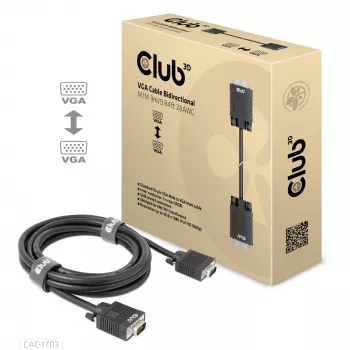 VGA-Kabel, bidirektional, M/M, 3 m, 28AWG, CLUB3D CAC-1703