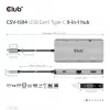 CLUB3D USB Gen1 Type-C 9-in-1-Hub mit HDMI, VGA, 2x USB Gen1 Type-A, RJ45, SD/Micro SD-Kartensteckplätzen und USB Gen1 Type-C-Buchse