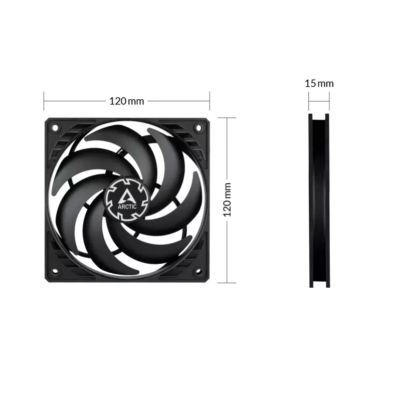 ARCTIC P12 Slim PWM PST Druckoptimierter 120-mm-PWM-Lüfter mit integriertem Y-Kabel