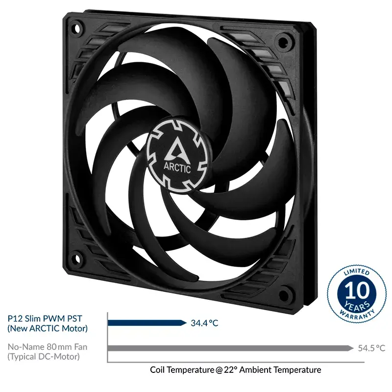 ARCTIC P12 Slim PWM PST Druckoptimierter 120-mm-PWM-Lüfter mit integriertem Y-Kabel