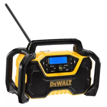 Tragbares Radio DeWALT DCR029-QW DAB UKW, Netz-/Gleichstrombetrieb, Bluetooth, USB-Ladefunktion, Display, schwarz/gelb