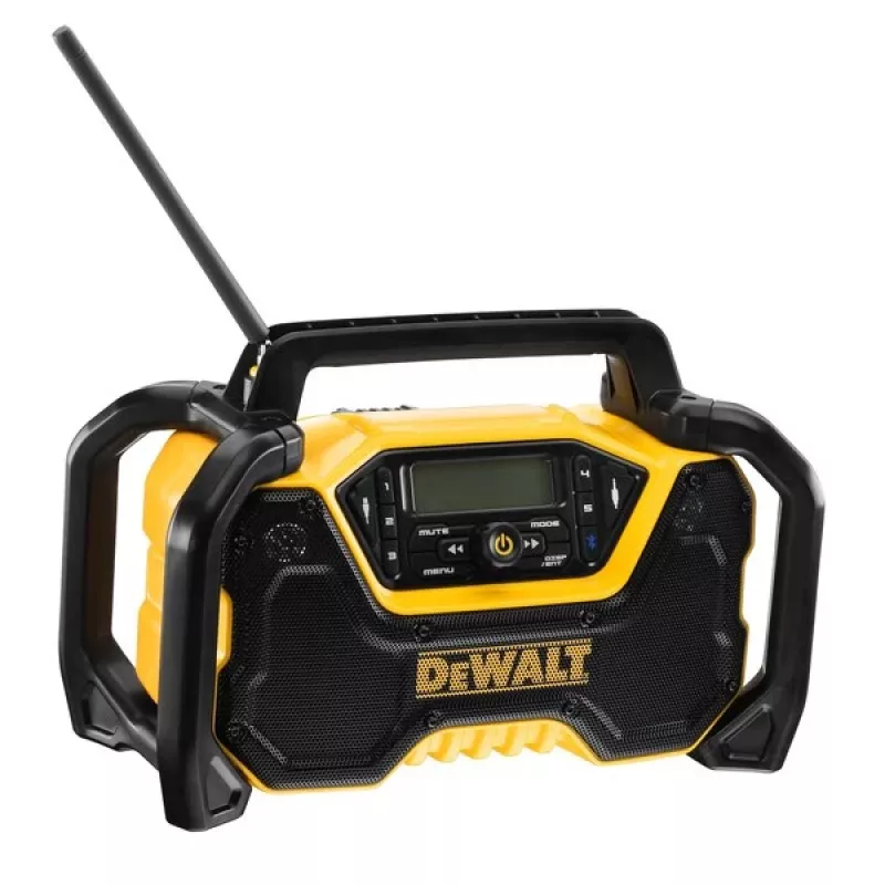 Tragbares Radio DeWALT DCR029-QW DAB UKW, Netz-/Gleichstrombetrieb, Bluetooth, USB-Ladefunktion, Display, schwarz/gelb