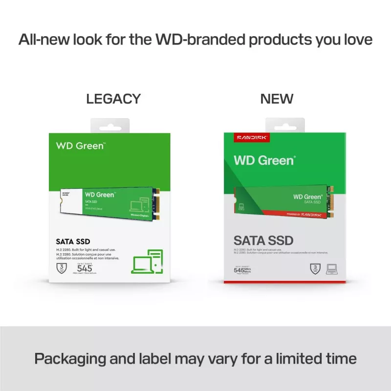 WESTERN DIGITAL SSD - WD Green - 480 GB - SATA 6 Gbit/s - M.2 2280 - MTTF 2,0 Mio. Stunden