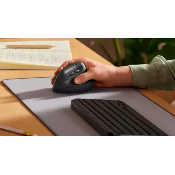 LOGITECH Lift Vertikale ergonomische Maus - Rechtshänder - Kabellos - Graphitschwarz