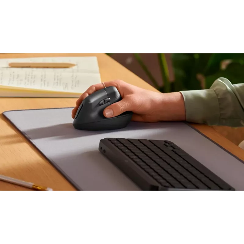 LOGITECH Lift Vertikale ergonomische Maus - Rechtshänder - Kabellos - Graphitschwarz