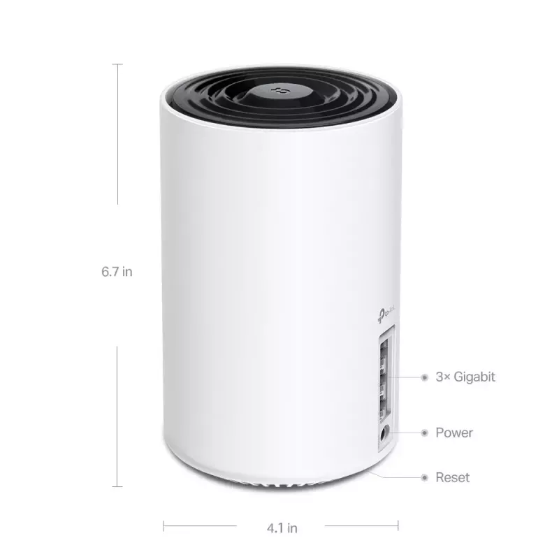 Router TP‑LINK AXE5400 Mesh Wi‑Fi 6E System — Tri‑Band 2.4/5/6 GHz, Abdeckung bis zu 670 m², 3× LAN, 4 interne Antennen