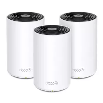 Router TP‑LINK AXE5400 Mesh Wi‑Fi 6E System — Tri‑Band 2.4/5/6 GHz, Abdeckung bis zu 670 m², 3× LAN, 4 interne Antennen