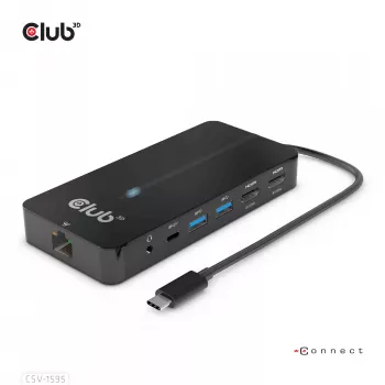 CLUB3D Type-C 7-in-1 Hub mit 2x HDMI, 2x USB Gen1 Type-A, 1x RJ45, 1x 3,5 mm Audio, 1x USB Gen1 Type-C 100W Buchse