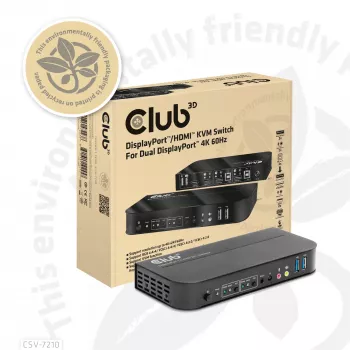 CLUB3D DisplayPort/HDMI KVM Switch für Dual DisplayPort 4K 60Hz