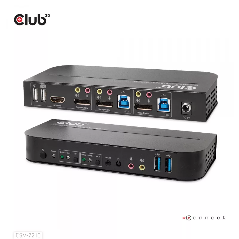 CLUB3D DisplayPort/HDMI KVM Switch für Dual DisplayPort 4K 60Hz