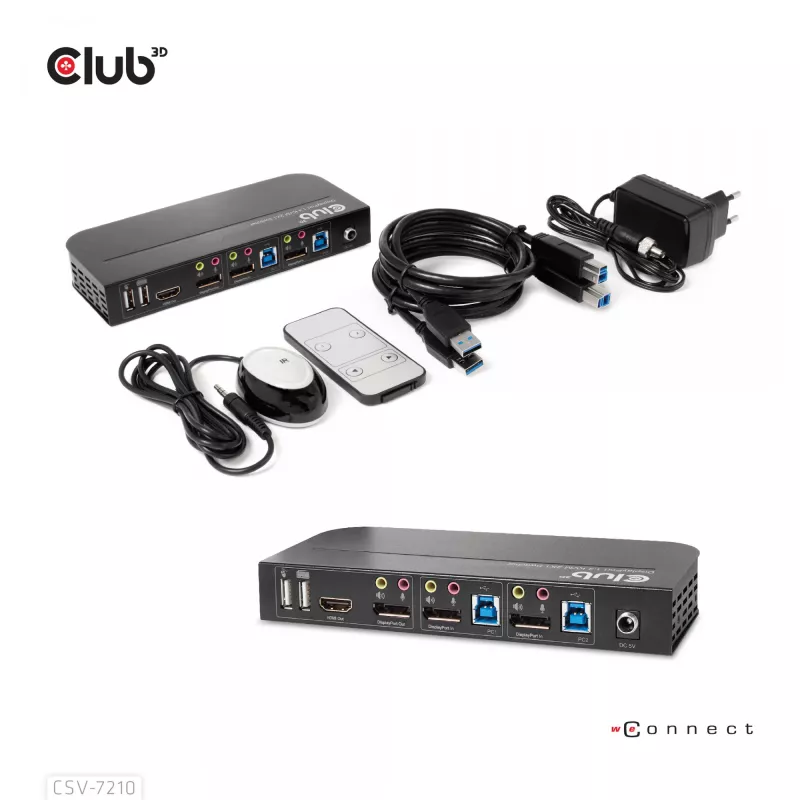 CLUB3D DisplayPort/HDMI KVM Switch für Dual DisplayPort 4K 60Hz