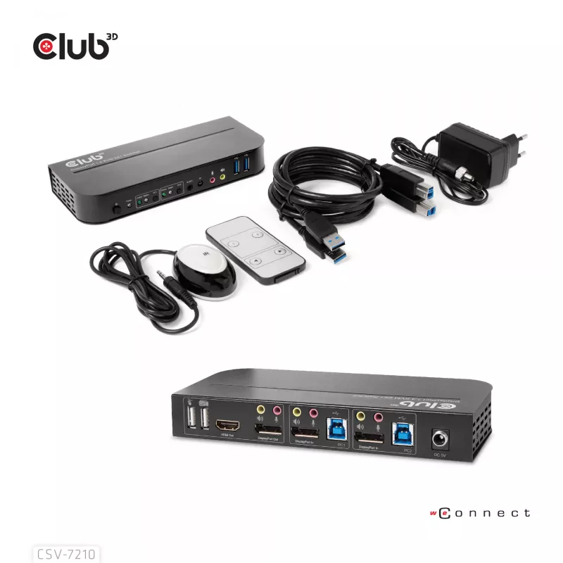 CLUB3D DisplayPort/HDMI KVM Switch für Dual DisplayPort 4K 60Hz