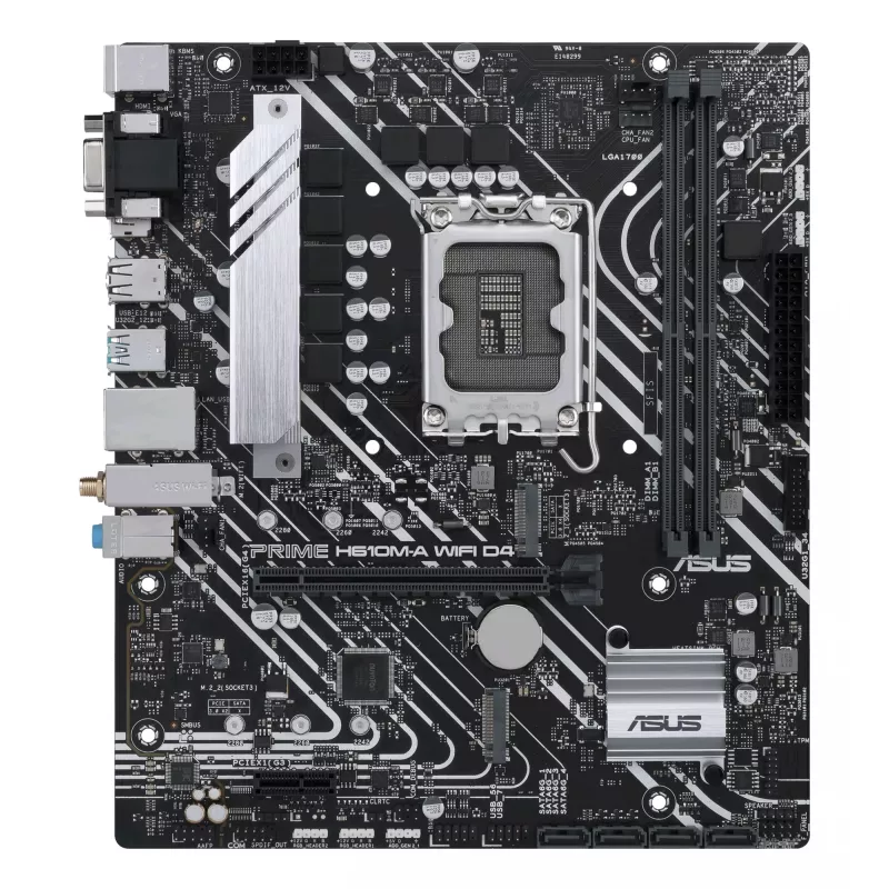 Motherboard ASUS PRIME H610M-A WIFI D4 — Intel H610, LGA1700, micro ATX, DDR4, 2x DIMM, Wi‑Fi 5, Bluetooth 5.0, 2x M.2, HDMI 2.1, DP 1.4