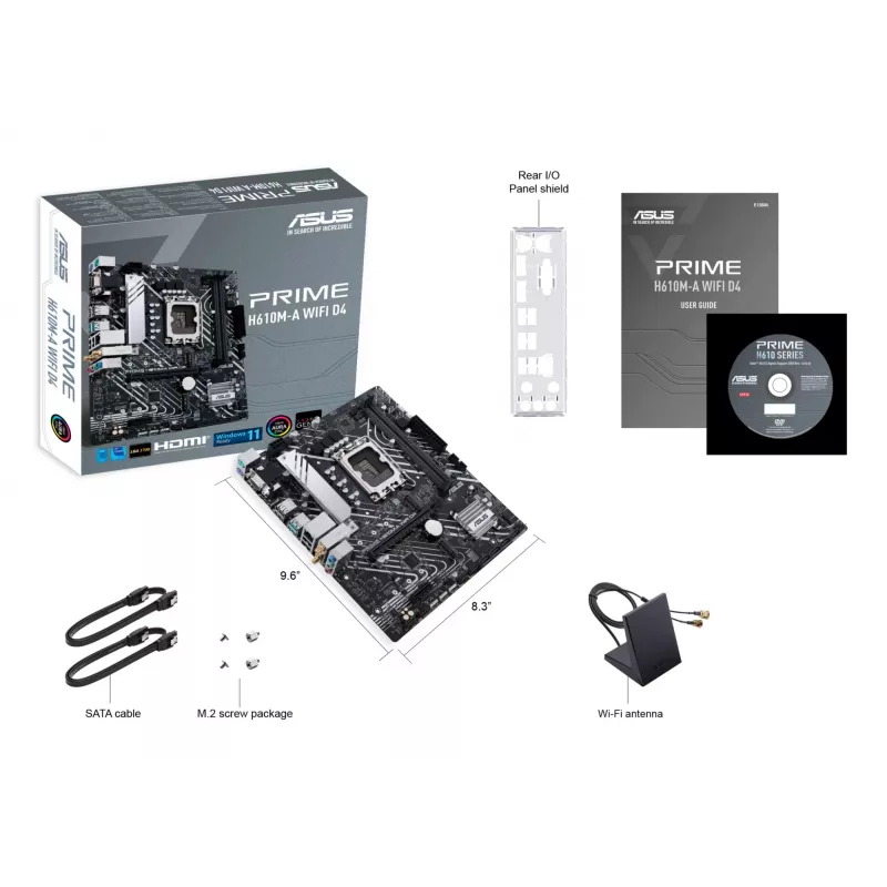 Motherboard ASUS PRIME H610M-A WIFI D4 — Intel H610, LGA1700, micro ATX, DDR4, 2x DIMM, Wi‑Fi 5, Bluetooth 5.0, 2x M.2, HDMI 2.1, DP 1.4