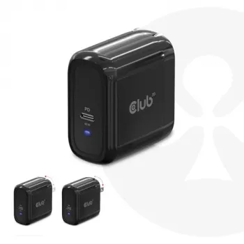 CLUB3D Travel Charger 65W GAN-Technologie, Einzelport USB Type-C, Power Delivery (PD) 3.0 Unterstützung