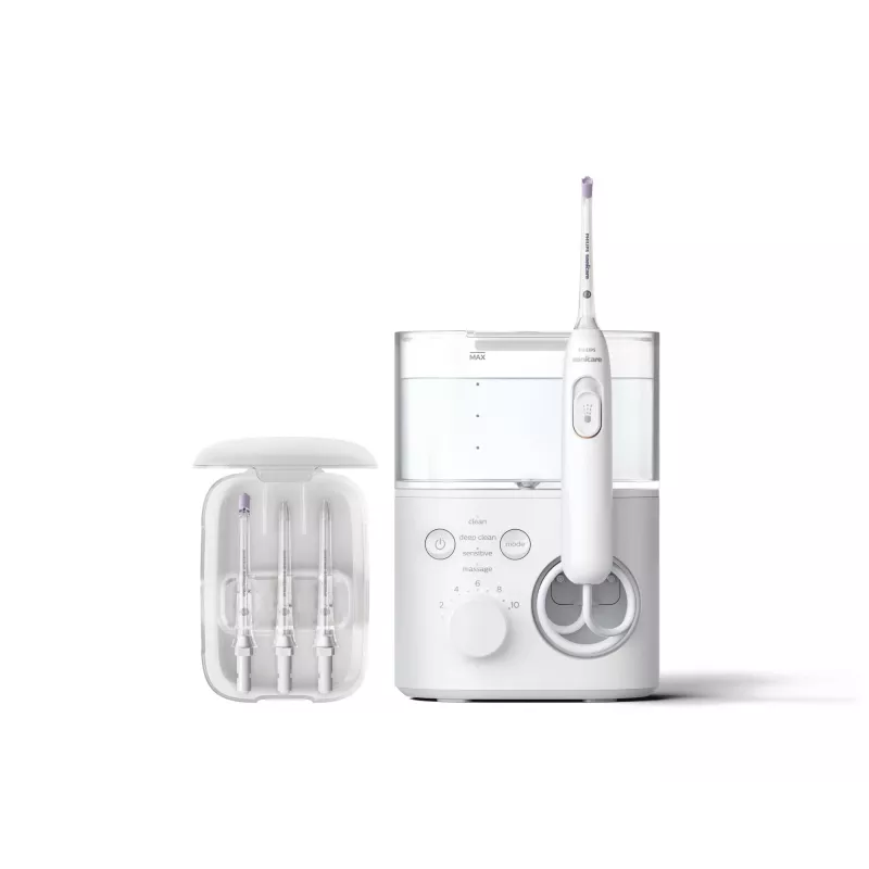 Munddusche Philips Power Flosser 7000 HX3911/40, batteriebetrieben, weiß, universelles AC-Ladegerät