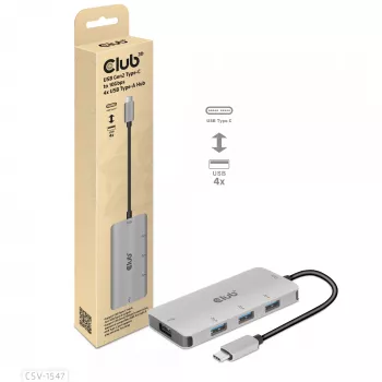 CLUB3D 4-Port USB-A Hub für USB-C – 10 Gbps schnelle Übertragung
