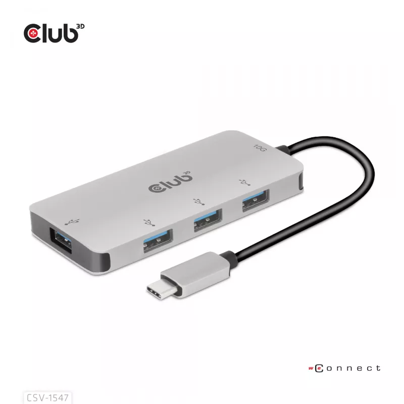 CLUB3D 4-Port USB-A Hub für USB-C – 10 Gbps schnelle Übertragung