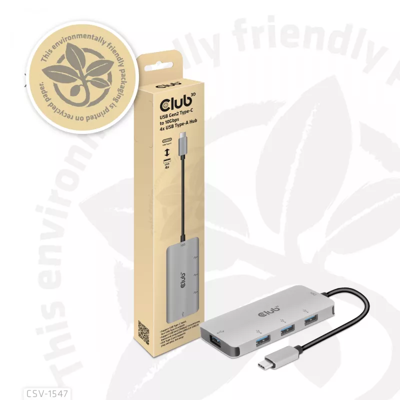 CLUB3D 4-Port USB-A Hub für USB-C – 10 Gbps schnelle Übertragung