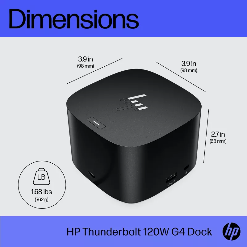 HP Thunderbolt Dock 120W G4, kabelgebunden, Thunderbolt 4, Schwarz, Kensington, China, Thailand, Taiwan, Business