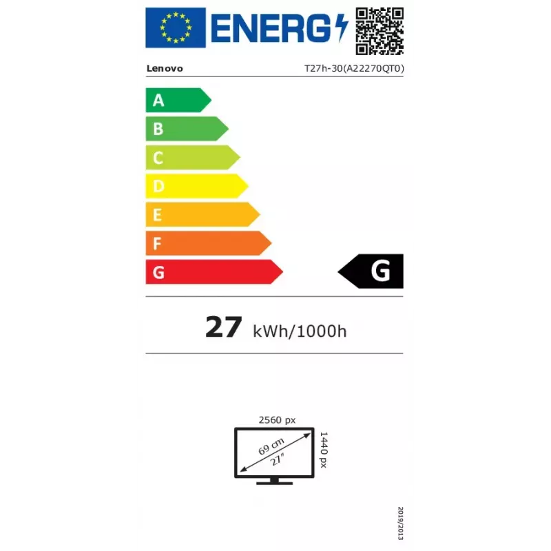 Lenovo T27h-30 Computer-Monitor 68,6 cm (27 Zoll) 2560 x 1440 Pixel Quad HD LED Schwarz